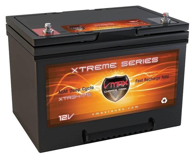 VMAX XTR34-75 12VOLTS 75AH DEEP CYCLE, XTREME AGM BATTERY.